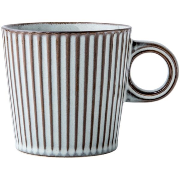 Retro Embossed Stripe Ceramic Mug