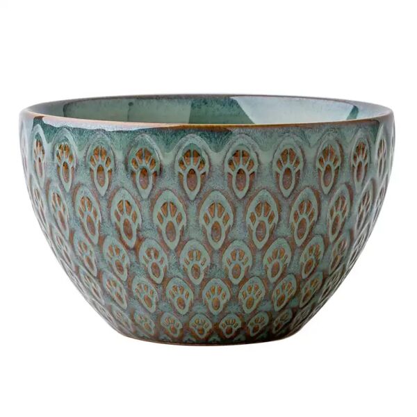 Embossed Ceramic Vintage Glaze Large Rice Bowl