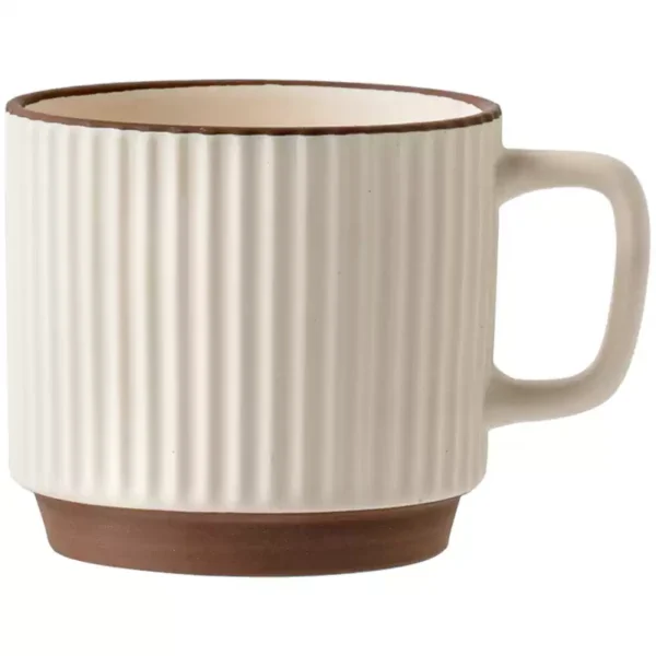 Retro Vertical Striped Ceramic Coffee Mug