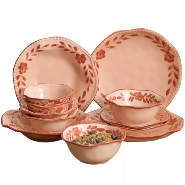 High-Quality Red Ceramic Bowl and Plate Set