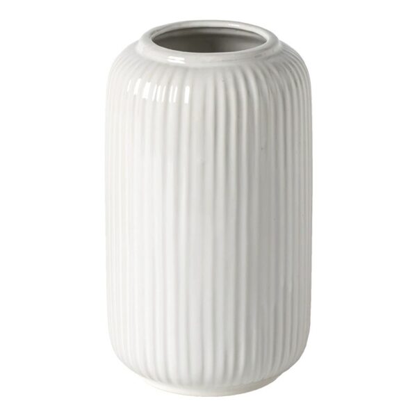 Minimalist White Striped Ceramic Vase